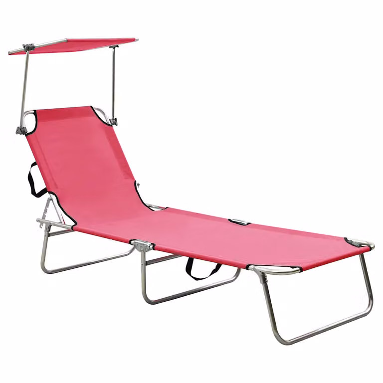 vidaXL Lettino Pieghevole con Baldacchino in Acciaio Rosa