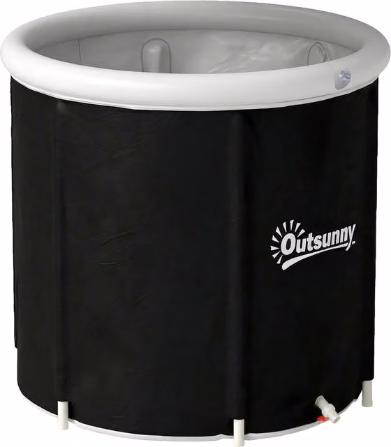 Vasca di ghiaccio Outsunny da 280L per atleti con copertura e pompa, colore nero