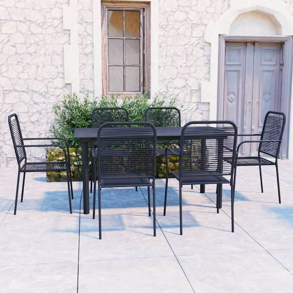 vidaXL Set da Pranzo da Giardino 7 pz in Vetro e Acciaio Nero Opaco – 1