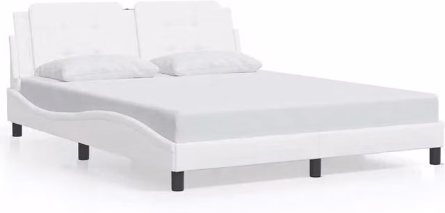 Letto matrimoniale | Letto per adulti | Giroletto senza Materasso Zadar Bianco 160x200 cm in Similpelle