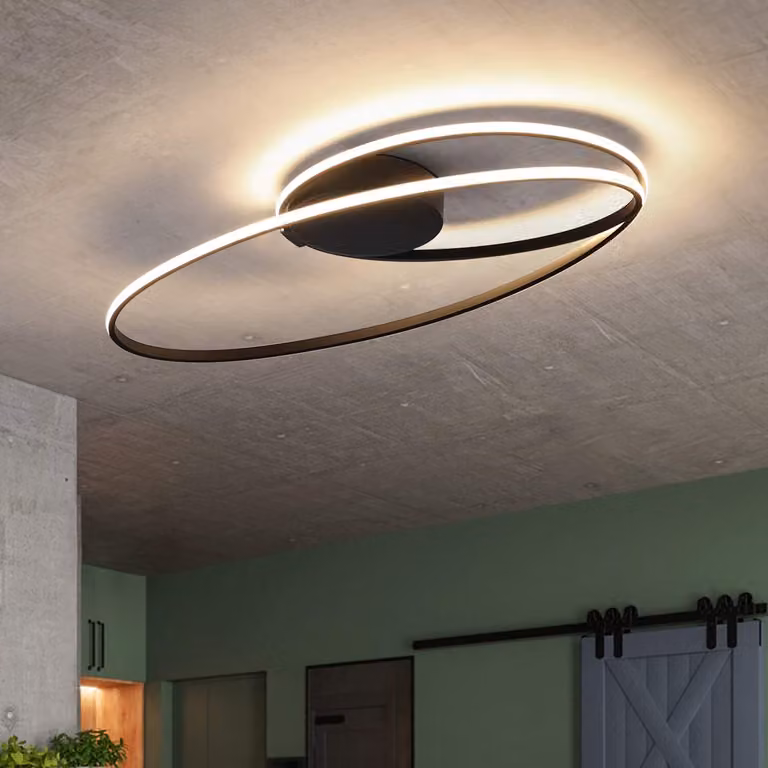 ZMH LED plafoniera moderno soggiorno anello 36W illuminazione interna LED permanentemente integrato bianco caldo nero