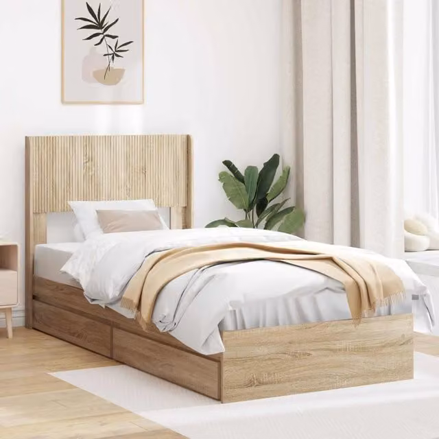 Struttura del letto con stoccaggio e testata Rovere Sonoma 3414409