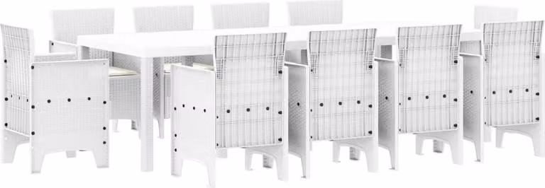 Set da Pranzo per Giardino 11 pcs Bianco Polipropilene