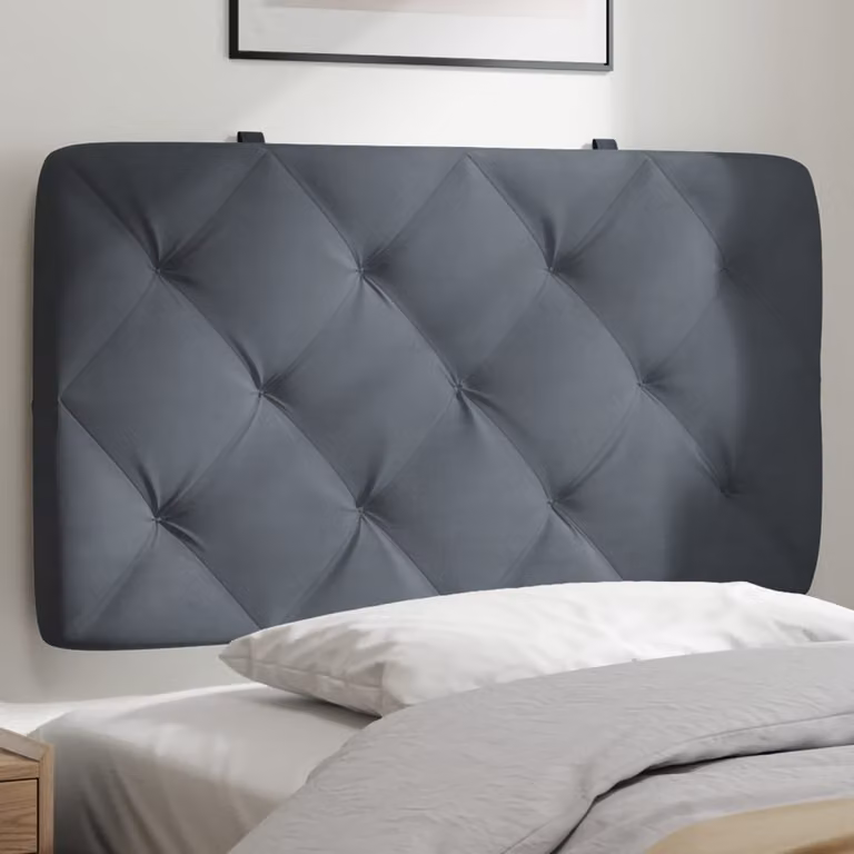 vidaXL Cuscino Testiera in Velluto Grigio con Larghezza: 90 cm