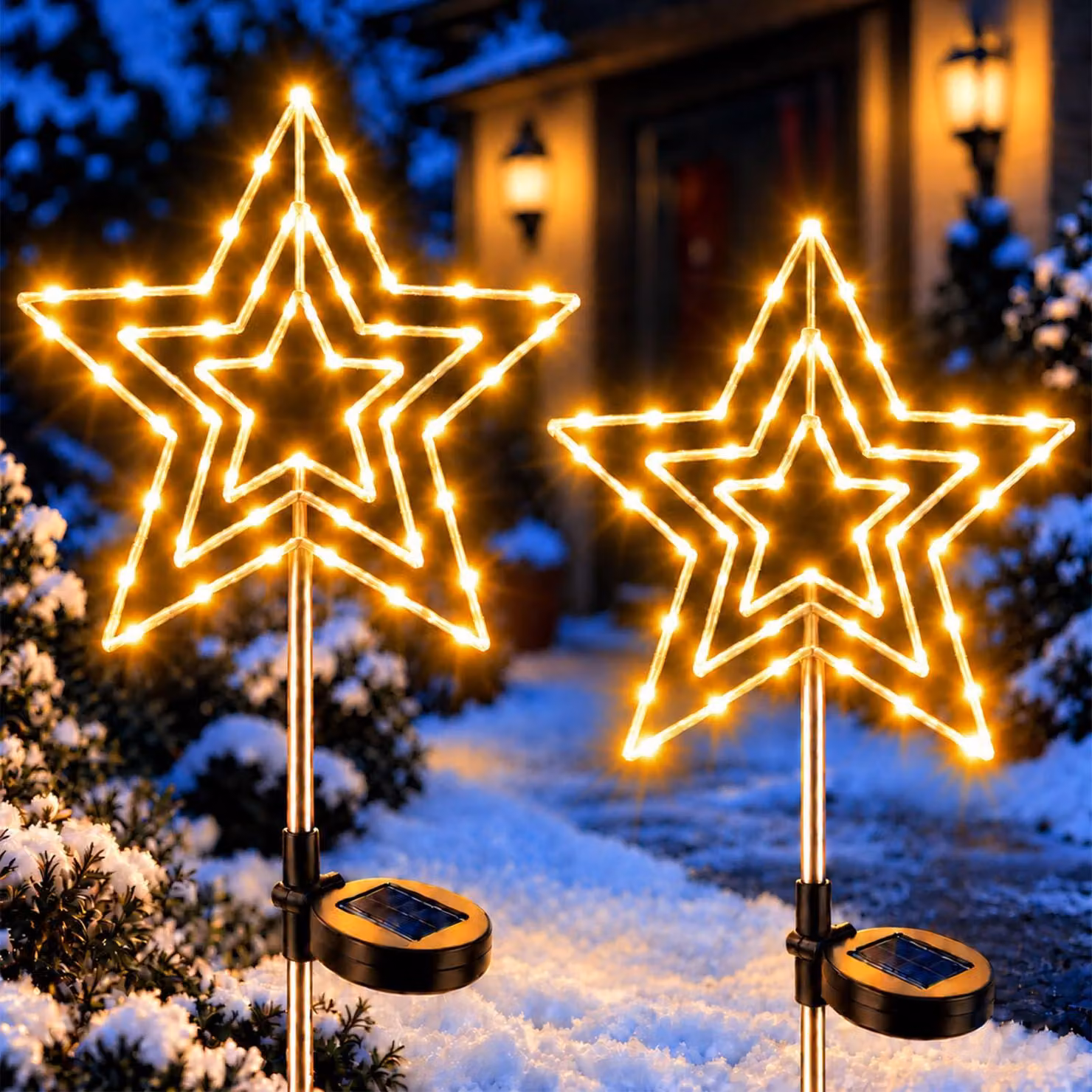 Catena luminosa solare per uso esterno, confezione da 2, con 75 LED