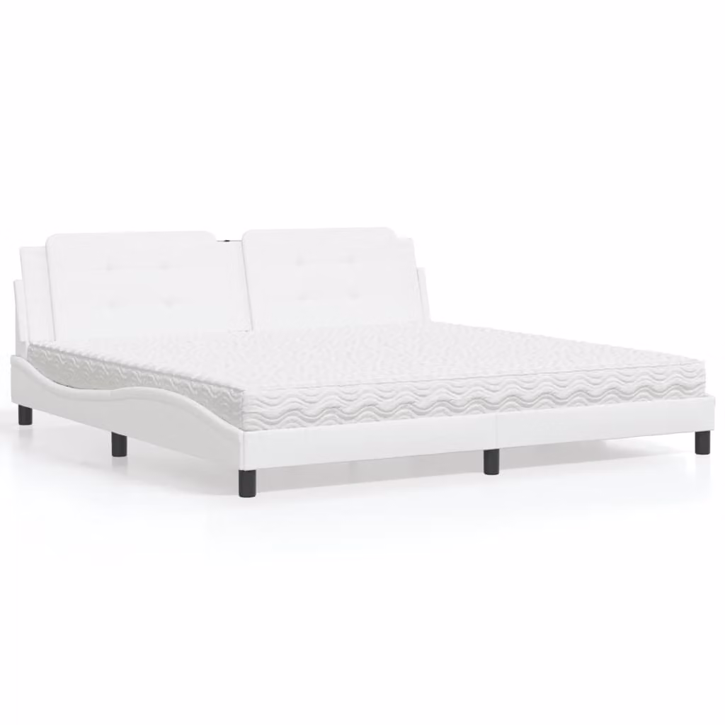 Letto con Materasso Zadar vidaXL Bianco in Similpelle L/P: 200 x 200 cm