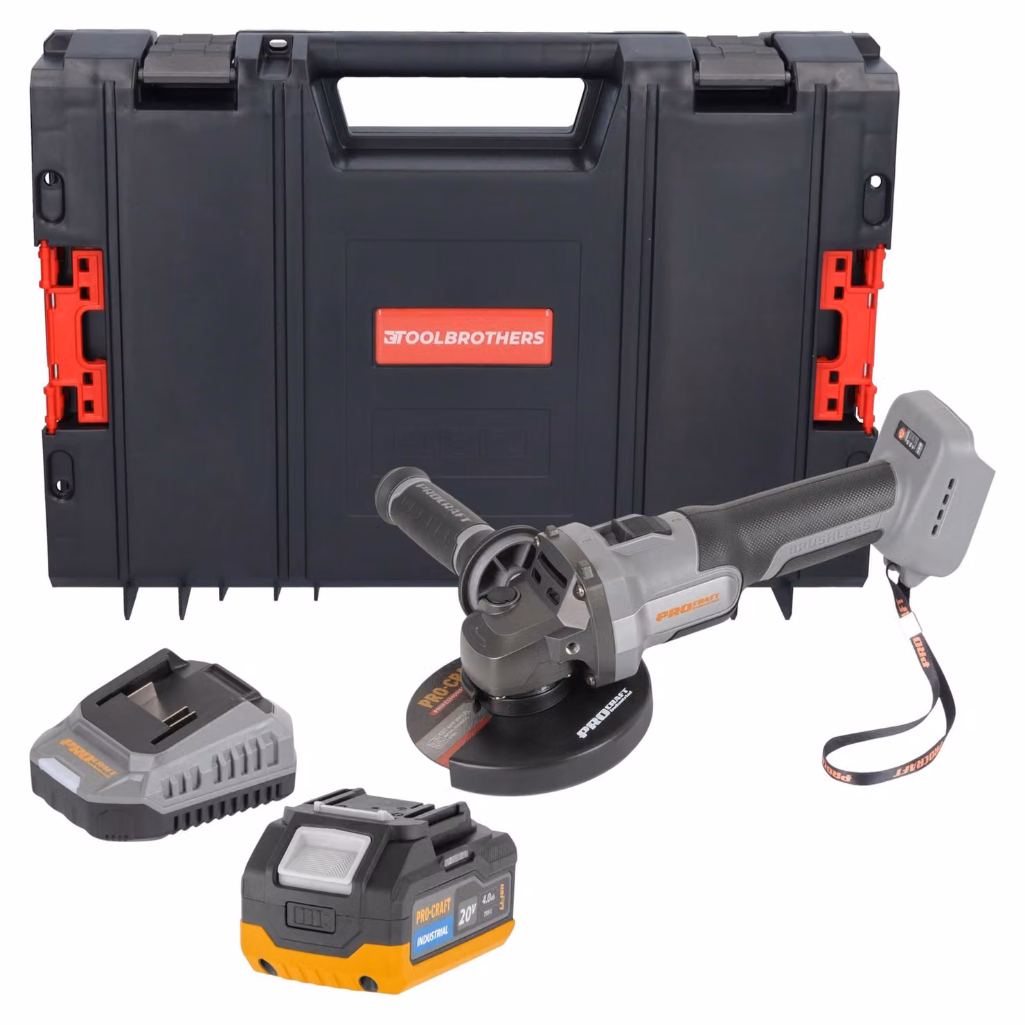 Procraft Industrial AG125Abb Smerigliatrice angolare a batteria 20 V 125 mm Brushless Solo - senza batteria, senza caricabatterie