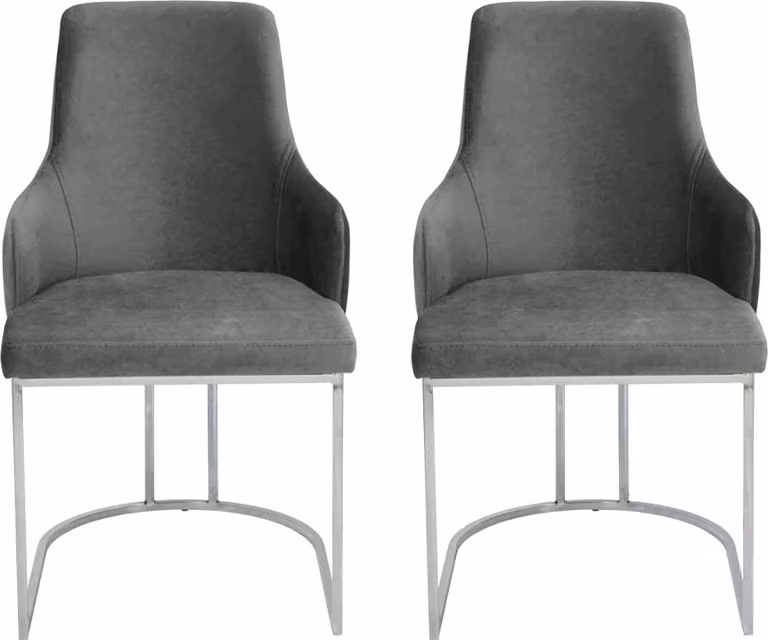 Graue 2x Esszimmerstühle Gepolsterte Stühle Luxus Esszimmer 2-er Set