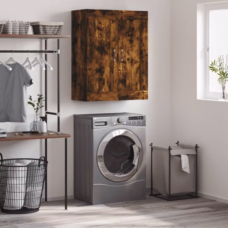 Mobile a parete vidaXL in legno Rovere Fumo, L: 69,5 cm, P: 34 cm, H: 90 cm