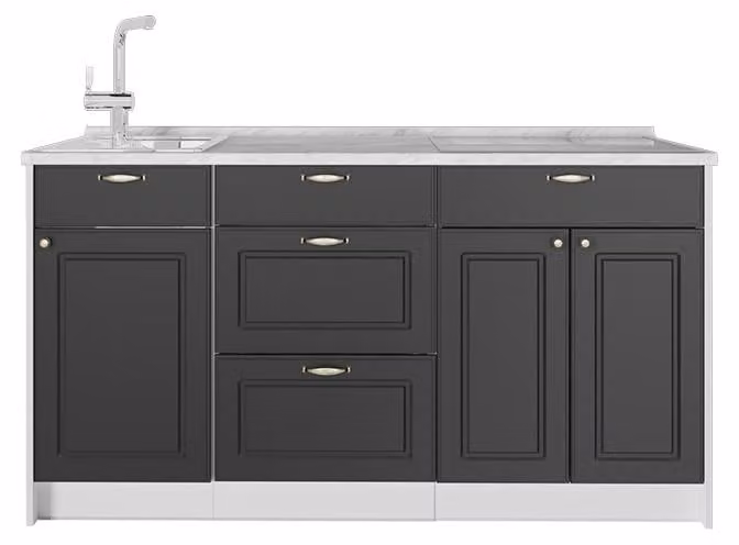 Cucine componibili piccole Vicco Fame-Line Oro-antracite rustico 150 cm senza piano di lavoro, Model 65316