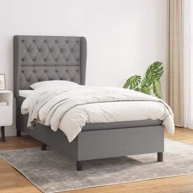 Letto Ibrido con Giroletto a Molle e Materasso vidaXL in Tessuto Grigio e Bianco L/P/H: 203 x 80 x 128 cm – 1