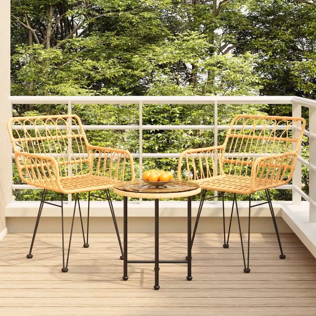 Maison Exclusive - Set da pranzo da giardino in rattan sintetico, 3 pezzi