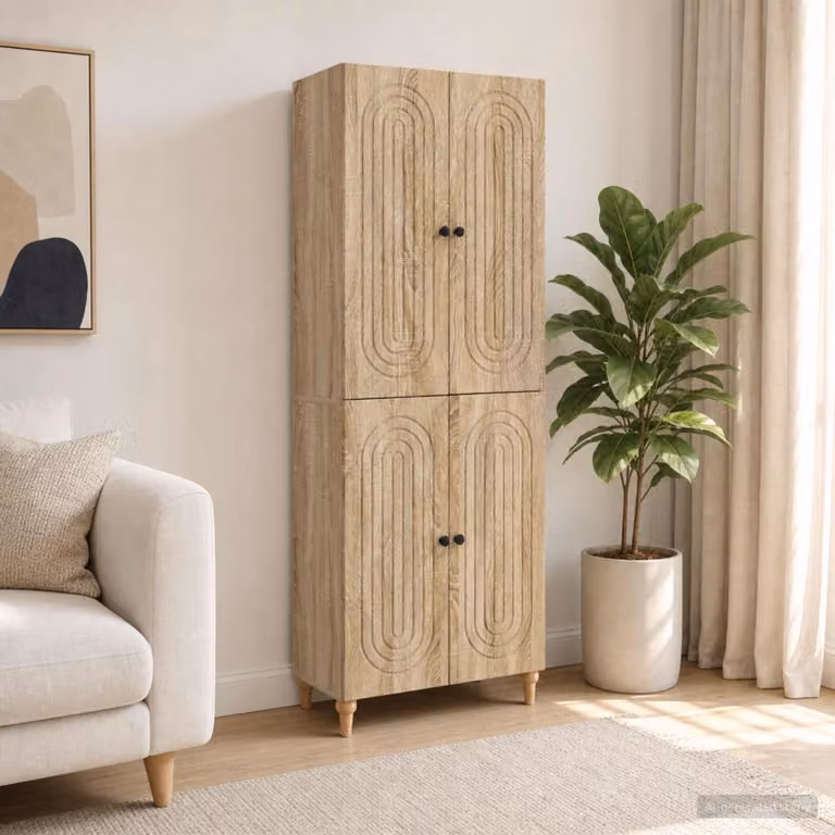 Set di mobili moderni vidaXL in legno e MDF marrone e beige per soggiorno o camera da letto, composto da lowboard, pensile e unità alta con ante a cerniera e ripiani interni, L/P/H: 90 x 34,5 x 66 cm e 45,97 x 34,5 x 66 cm