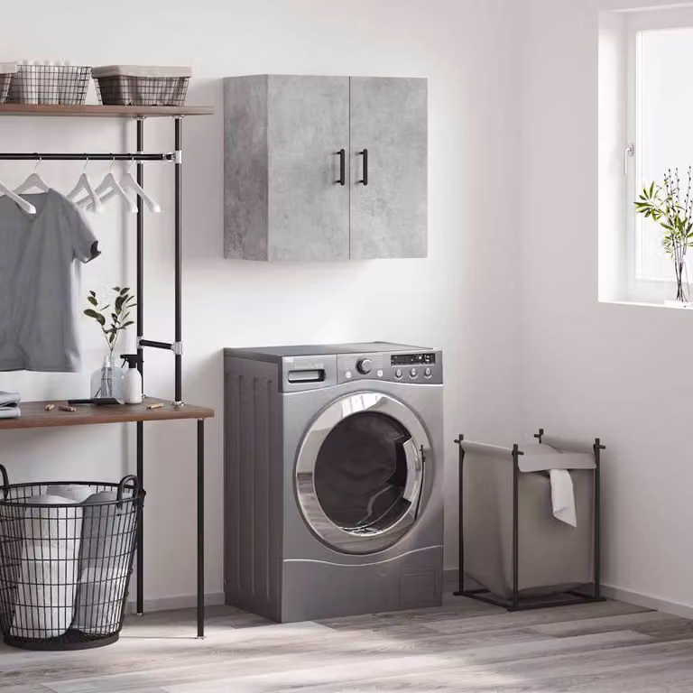Mobile a parete moderno vidaXL in legno multistrato e MDF, colore grigio, L: 60 cm, P: 31 cm, H: 60 cm