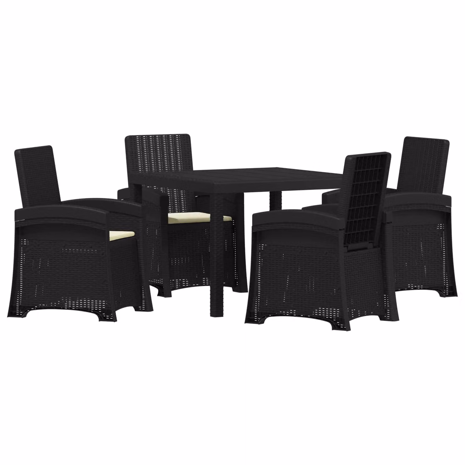 Set da pranzo per giardino e terrazzo vidaXL in rattan sintetico da 5 pezzi, colore antracite e beige