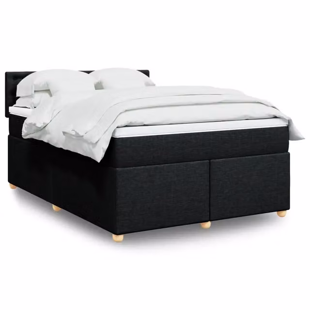 Letto Ibrido Moderno vidaXL con Materasso Nero e Struttura in Tessuto, L/P: 160 x 200 cm