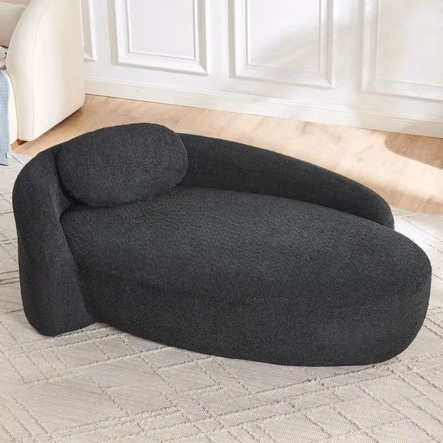 Divano Morbido in Tessuto Teddyfleece con Cuscini ¨C MINIMAL ¨C Nero