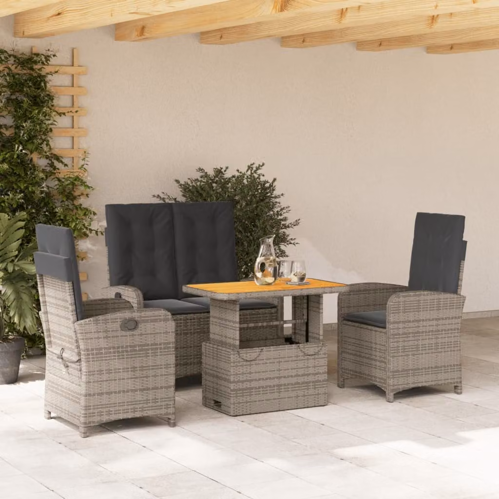 Maison Exclusive - Set da Pranzo da Giardino 4 pz con Cuscini in Polyrattan Grigio