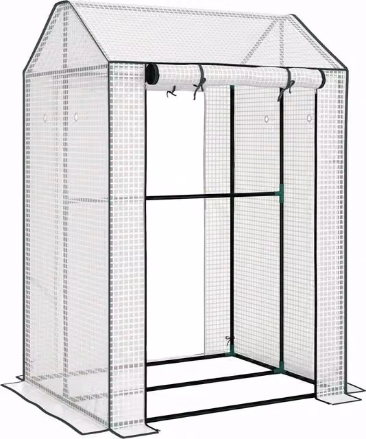 Outsunny Serra da Giardino con Copertura in PE, 2 Zone Separate e Porte Avvolgibili, L/P/H: 100 x 80 x 150 cm – 1
