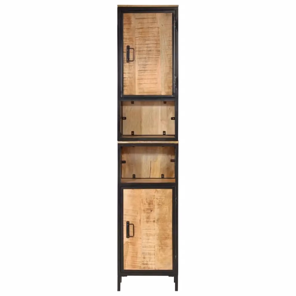 Mobile da Bagno Industrial vidaXL in Legno di Mango e Metallo Marrone L/P/H: 40 x 27 x 180 cm – 2