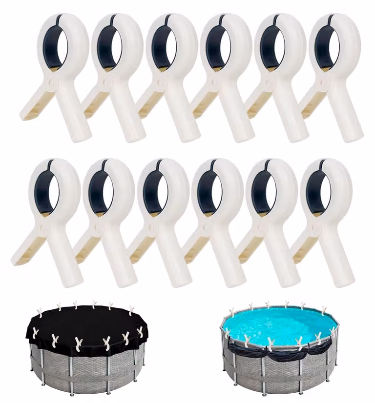 Set di 12 clip in metallo per coperture di piscine