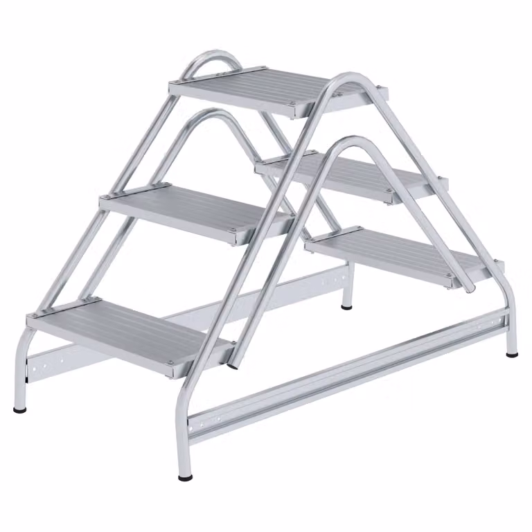 Piattaforma di lavoro in alluminio accessibile da entrambi i lati, 2 x 3 gradini 50060