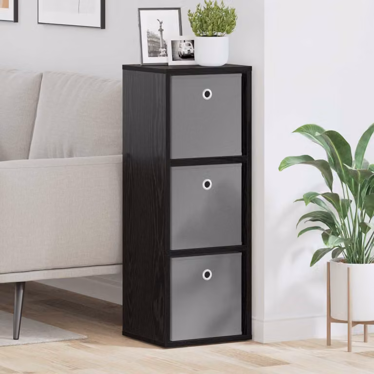 vidaXL Credenza con cassetto in Rovere Nero, design minimalista per soggiorno o sala da pranzo, L 30,5 cm x P 27 cm x H 84,5 cm