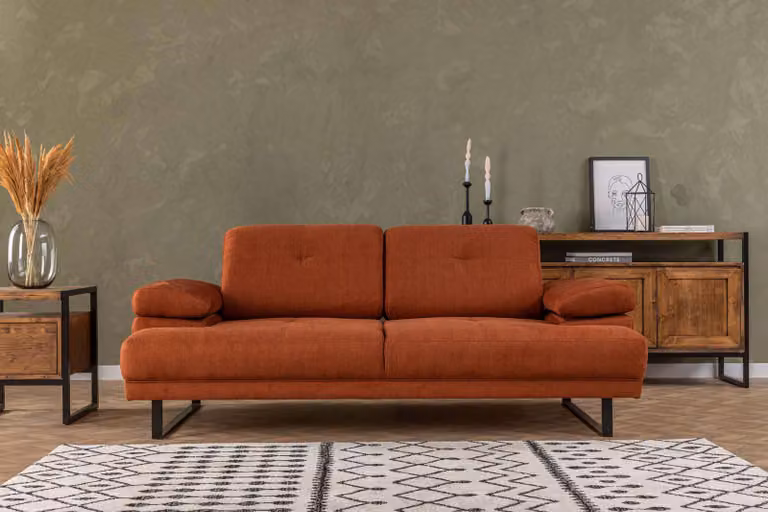 Hanah Home, Mustang- ARE1520, arancione, divano letto, struttura: Legno di faggio / truciolato