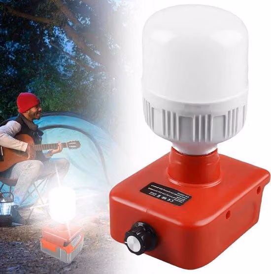 Lampada da lavoro a batteria da 18 V, 12 W, E27, 1300 lm, LED, senza fili