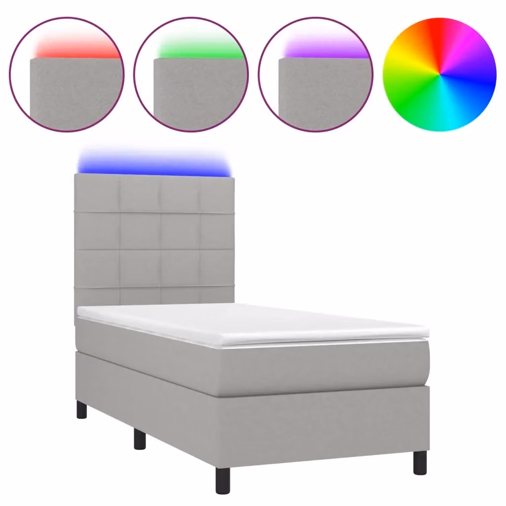 Letto Ibrido con Materasso e Illuminazione LED vidaXL, Grigio Chiaro e Bianco, L/P: 100 x 200 cm – 2