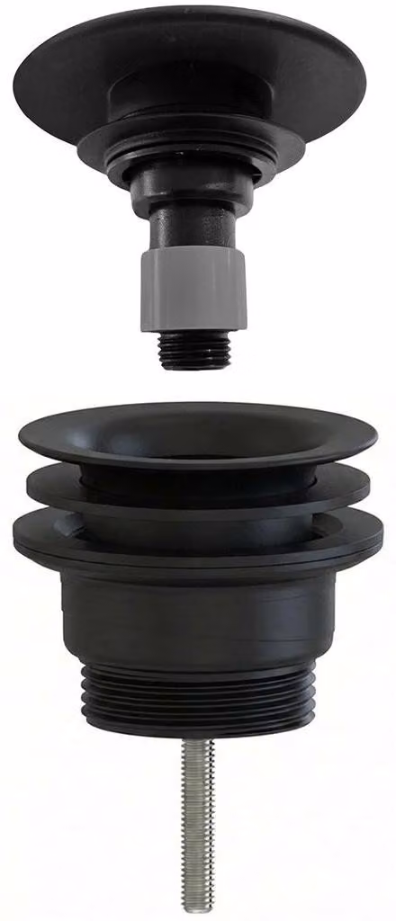 CERANO - Sifone per lavabo - 5/4" click-clack - universale - non chiudibile - plastica - nero opaco