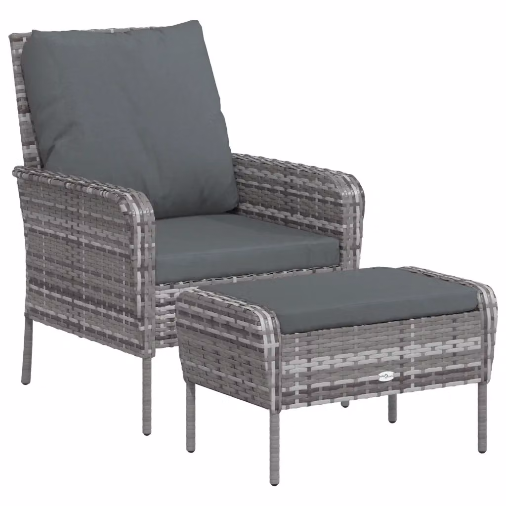 Poltrona da giardino con poggiapiedi vidaXL in rattan e metallo color antracite – 2