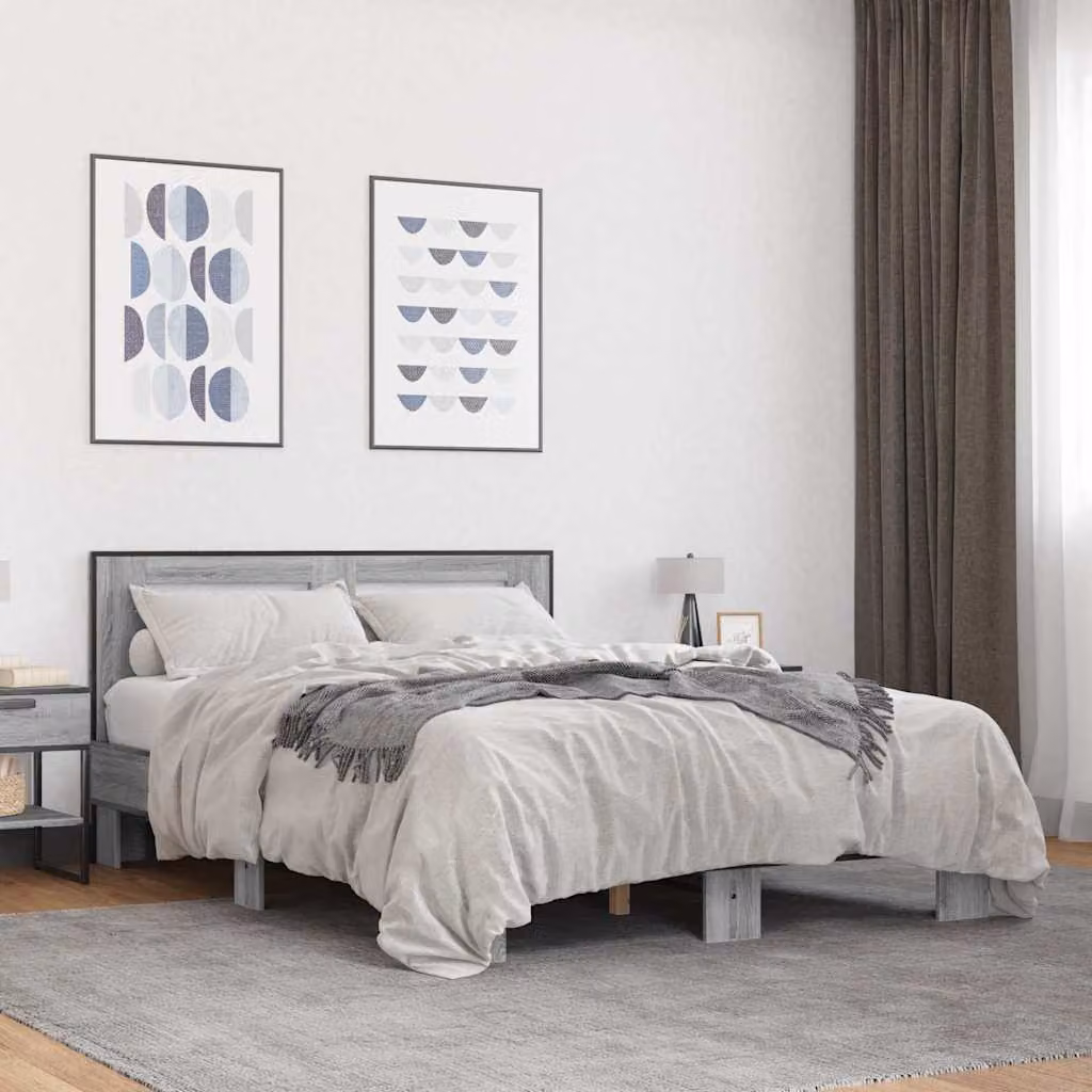 Giroletto vidaXL Grigio Sonoma in Legno e Metallo 140x200 cm