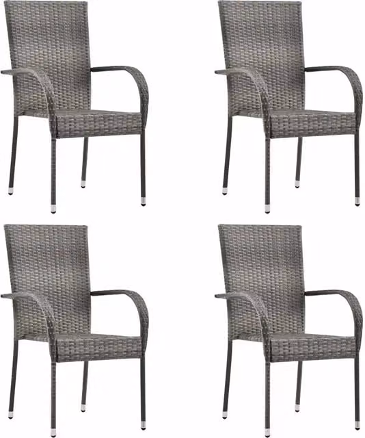 Set Mobili da Pranzo Giardino 5 pz in Polyrattan Grigio 3072486