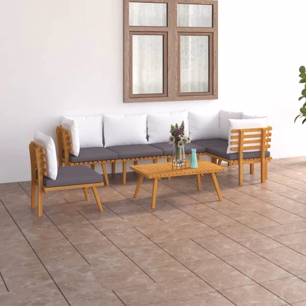Maison Exclusive - Set da giardino 7 pezzi con cuscini in legno massello di acacia