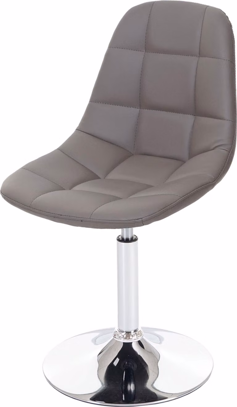 Sedia da sala da pranzo HWC-A60, sedia girevole, design retrò anni '50 ~ ecopelle grigio tortora, base cromata