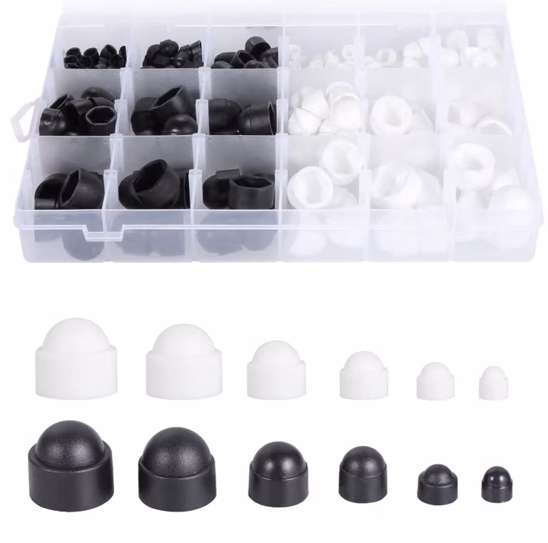 Solidchoice - Set di 300 cappucci protettivi neri/bianchi per viti da M4 a M12