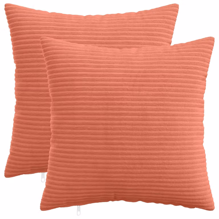 Set di 2 federe vidaXL HEERLEN in velluto a coste, Rosso Arancio, 45 x 45 cm
