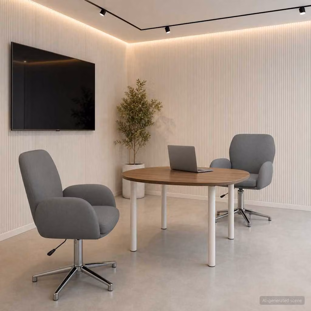 Set di 2 sedie da scrivania girevoli vidaXL in tessuto grigio, L/P/H: 54 x 58 x 90 cm