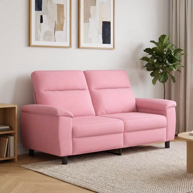 Divano moderno vidaXL in tessuto rosa con struttura in metallo L: 178 cm, P: 90 cm, H: 95 cm