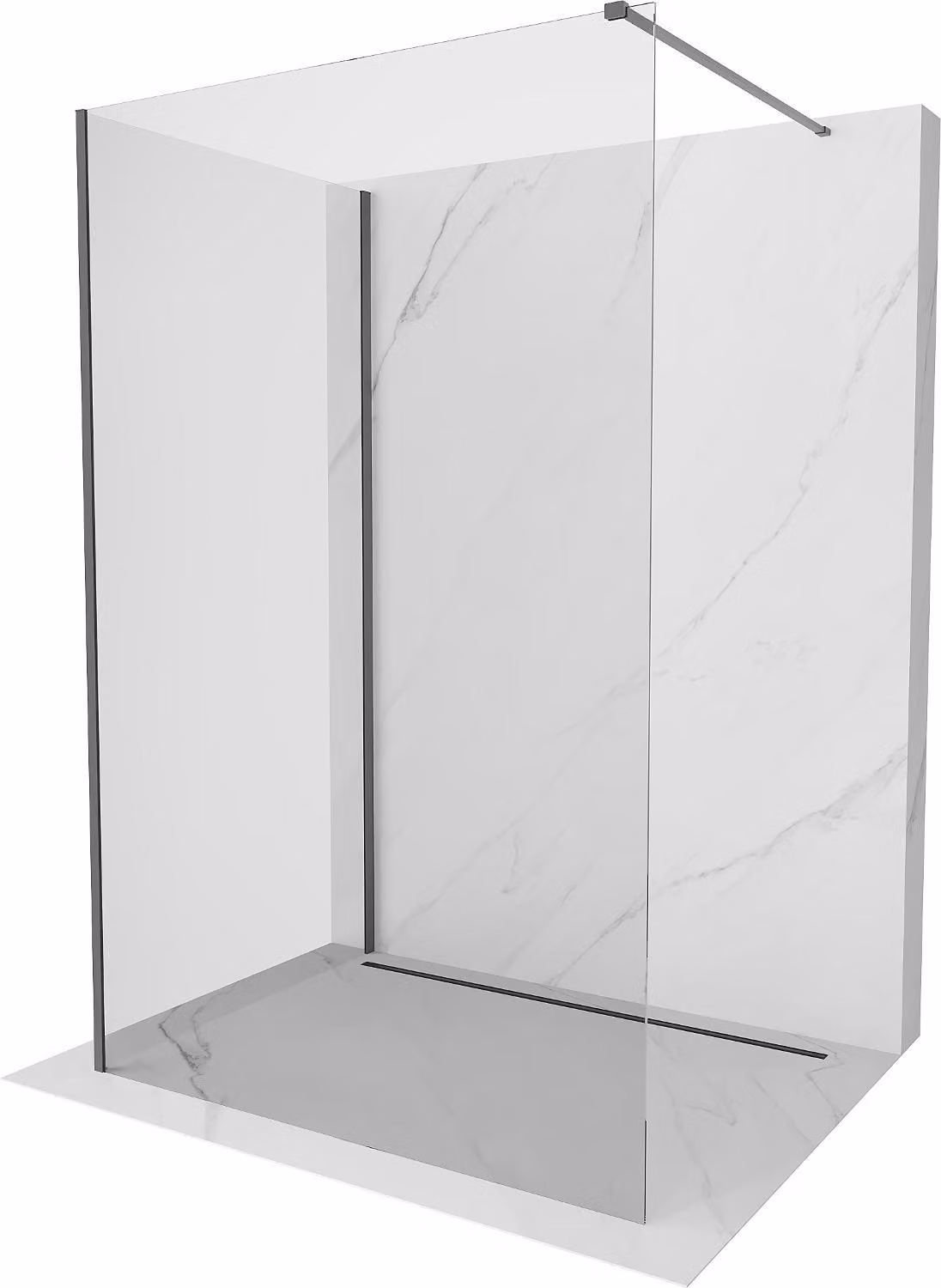 Mexen Kioto parete doccia Walk-in 110 x 95 cm, trasparente, gun metal - 800-110-212-95-00-095