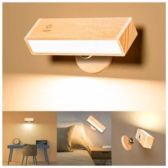 Lampada da comodino, montaggio a parete, comando touch, lampada a LED, camera da letto
