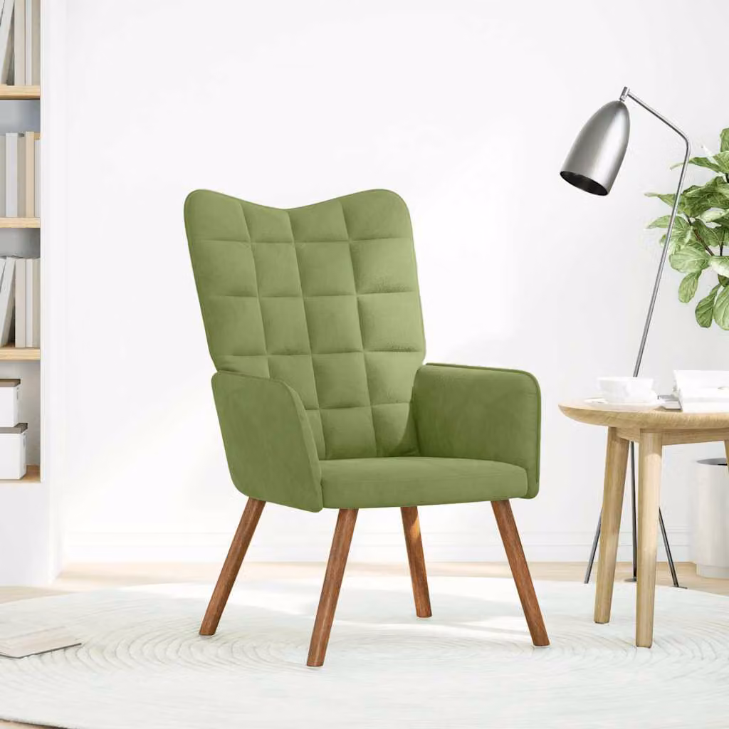 vidaXL Sedia Relax Verde Chiaro in Velluto