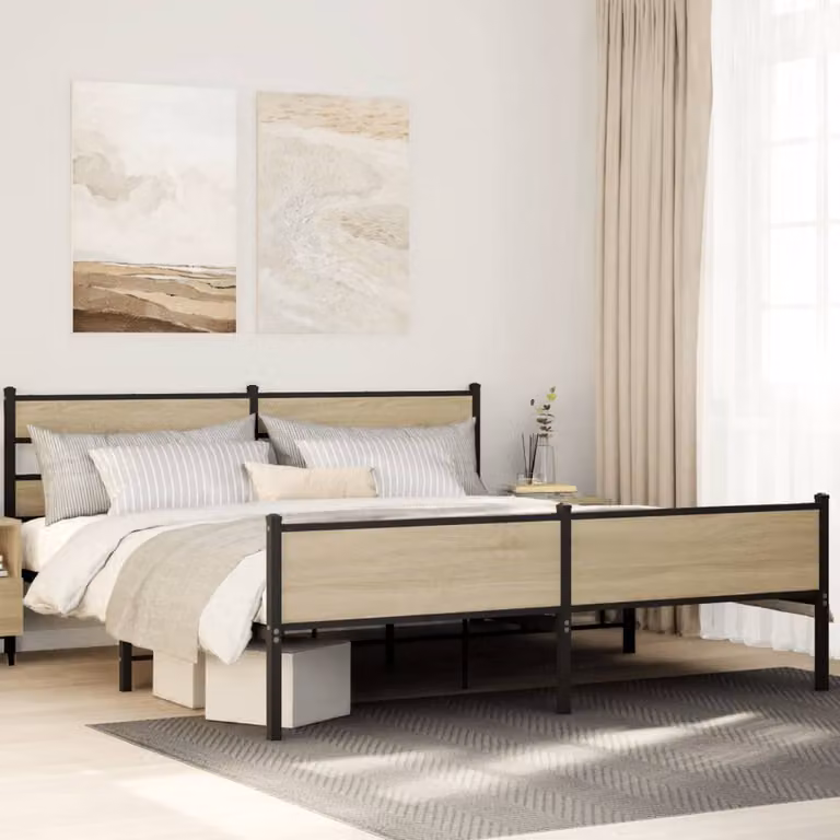 Giroletto in metallo e MDF vidaXL colore marrone con doghe fisse, L/P/H: 200 x 200 x 30 cm