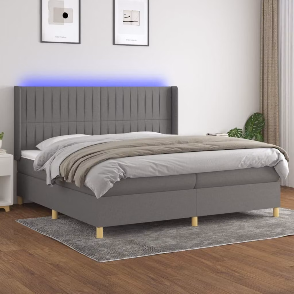 Maison Exclusive - Letto a Molle Materasso e LED Grigio Scuro 200x200cm in Tessuto