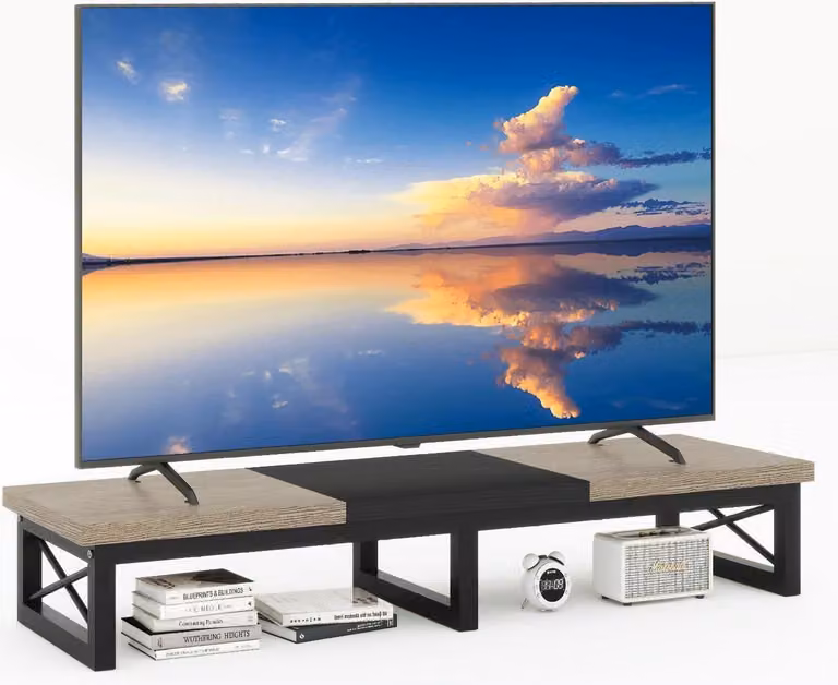 Mobile TV Tavolo 114 cm con 2 contenitori Porta TV corto fino a 60 pollici
