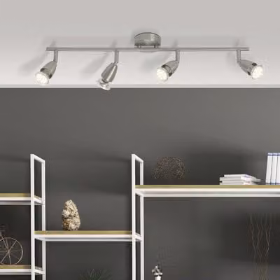 BRILLIANT Lampada a faretti LED Amalfi, 4 luci, struttura in ferro | Include 4 lampade riflettrici LED PAR51, attacco GU10, 3W (250lm, 3000K) | Fari orientabili