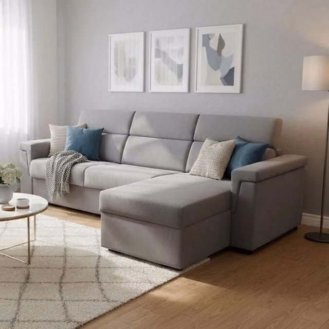 Divano Letto Ganzaria DMORA con Penisola Sfoderabile Grigio Made in Italy L/P: 285 x 160 cm