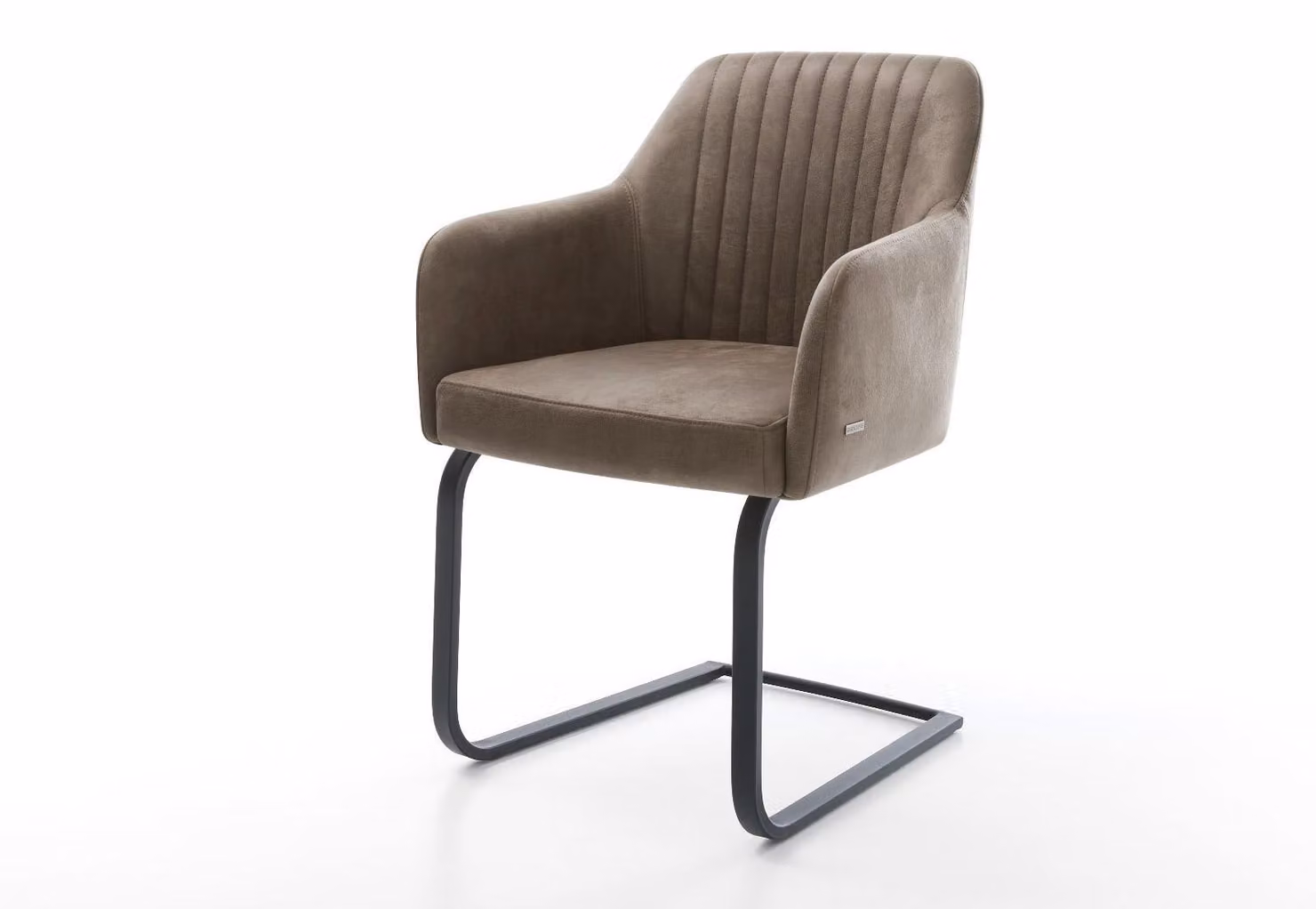 DELIFE Sedia a dondolo Greg-Flex, rivestita in microfibra color tortora, stile vintage. Sedia a dondolo bassa, colore nero, con molle insacchettate