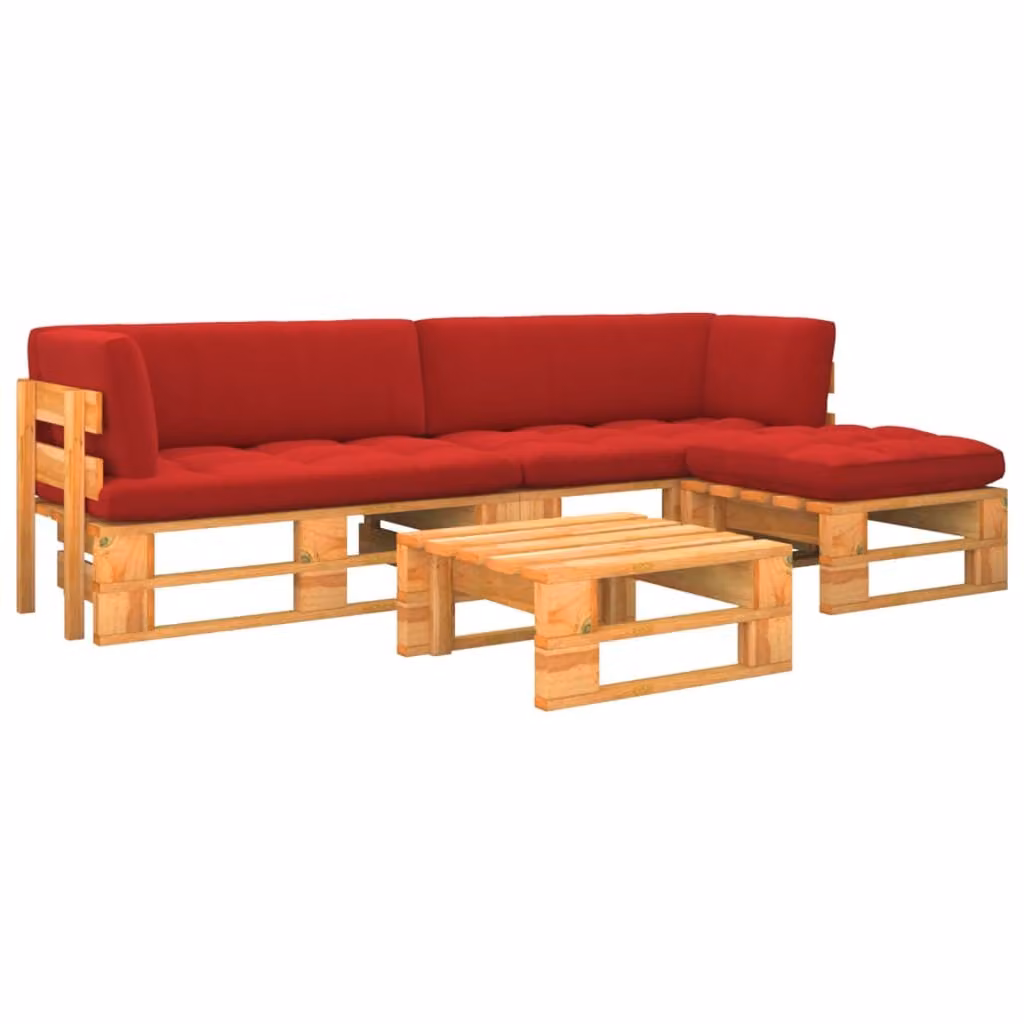 set da salotto in pallet da 4 pezzi Legno di pino impregnato marrone miele